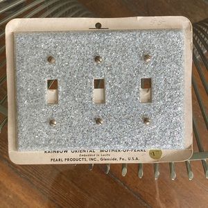 Vintage deadstock mother-of-pearl glittery light switch plate outlet cover